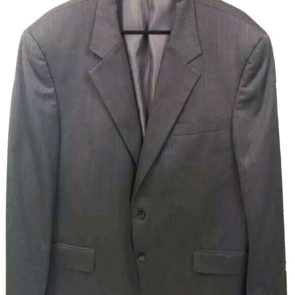 Jos A Bank Signature Collection Blazer Men 46 L Gray Two Button 100% Wool Jacket